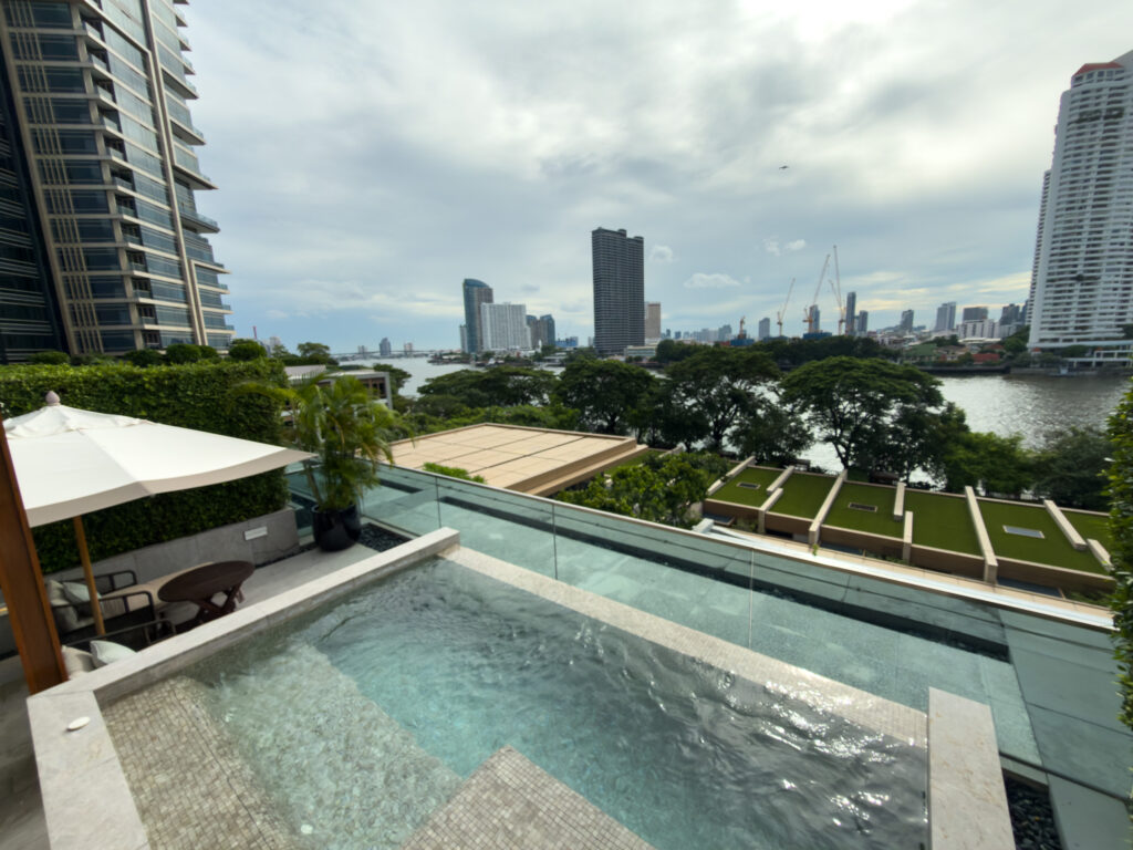 The Capella infinity pool with city view