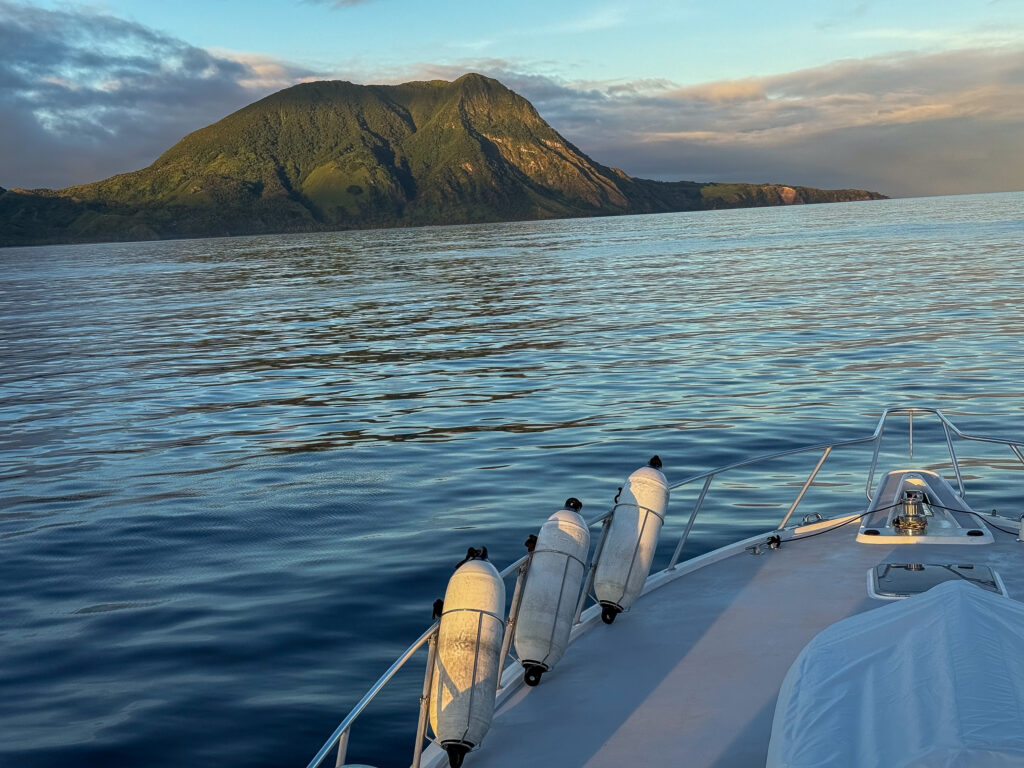 A rocky islet close alongside the boat off southwest Kadavu