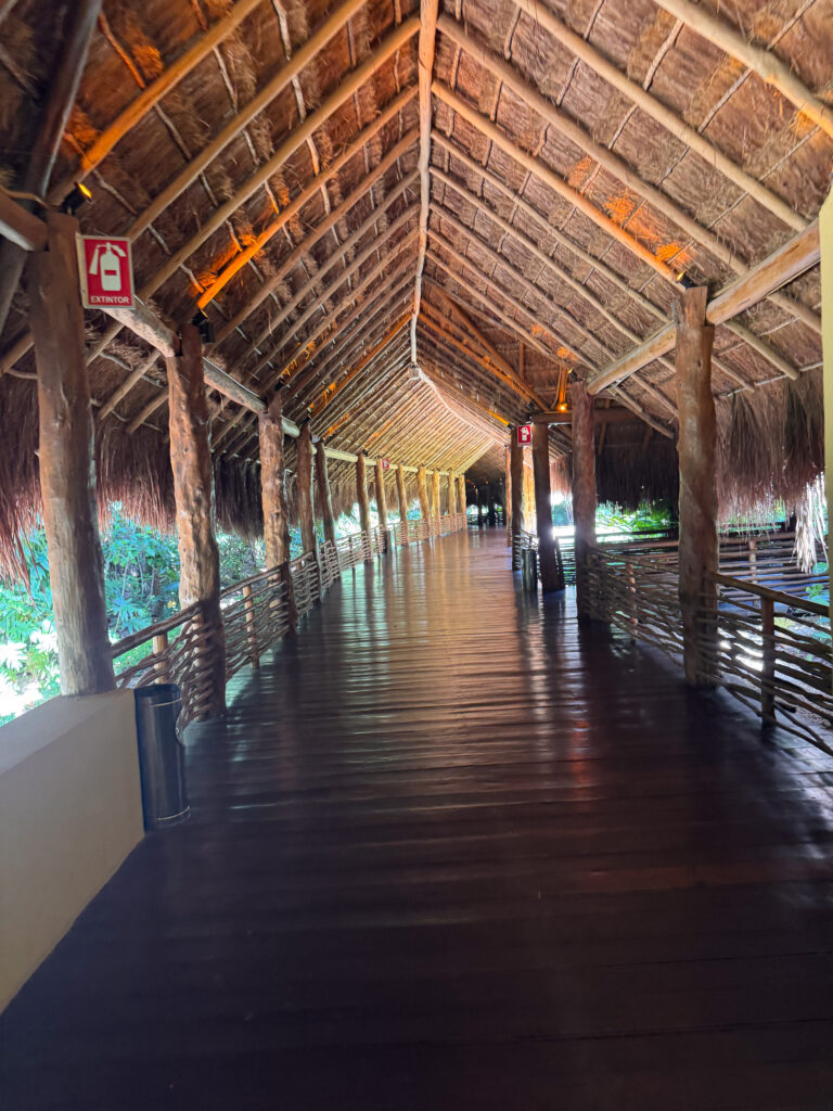 The long thatched corridor through the resort