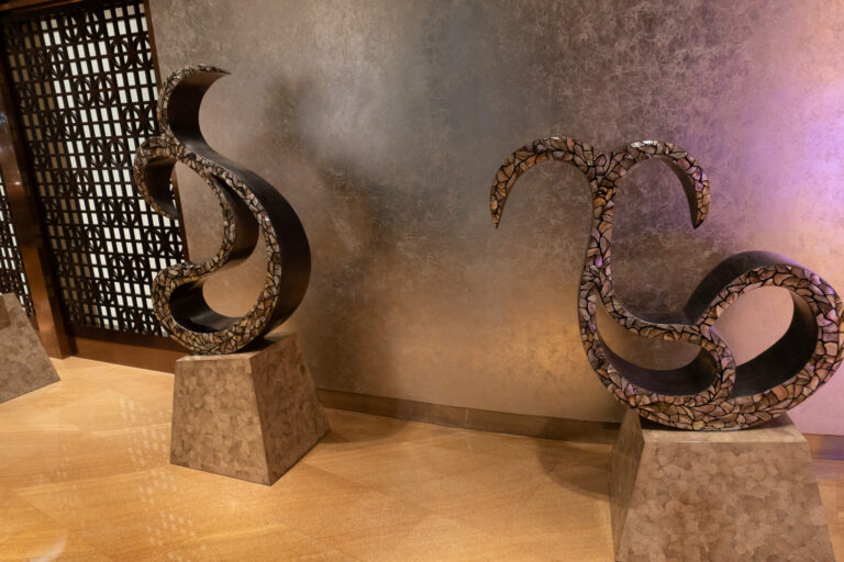 The sculpture at the entrance