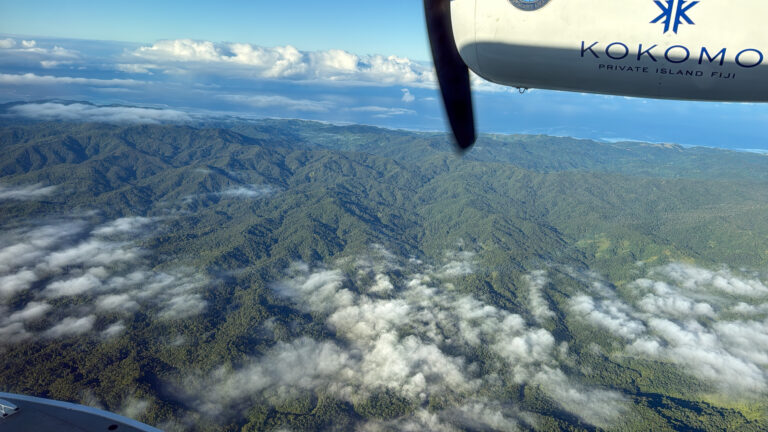 Cloud and reef from the aircraft window