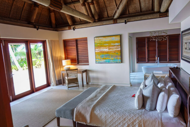The bedroom with the shutters open