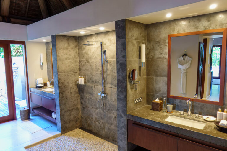 The shower in the villa bathroom