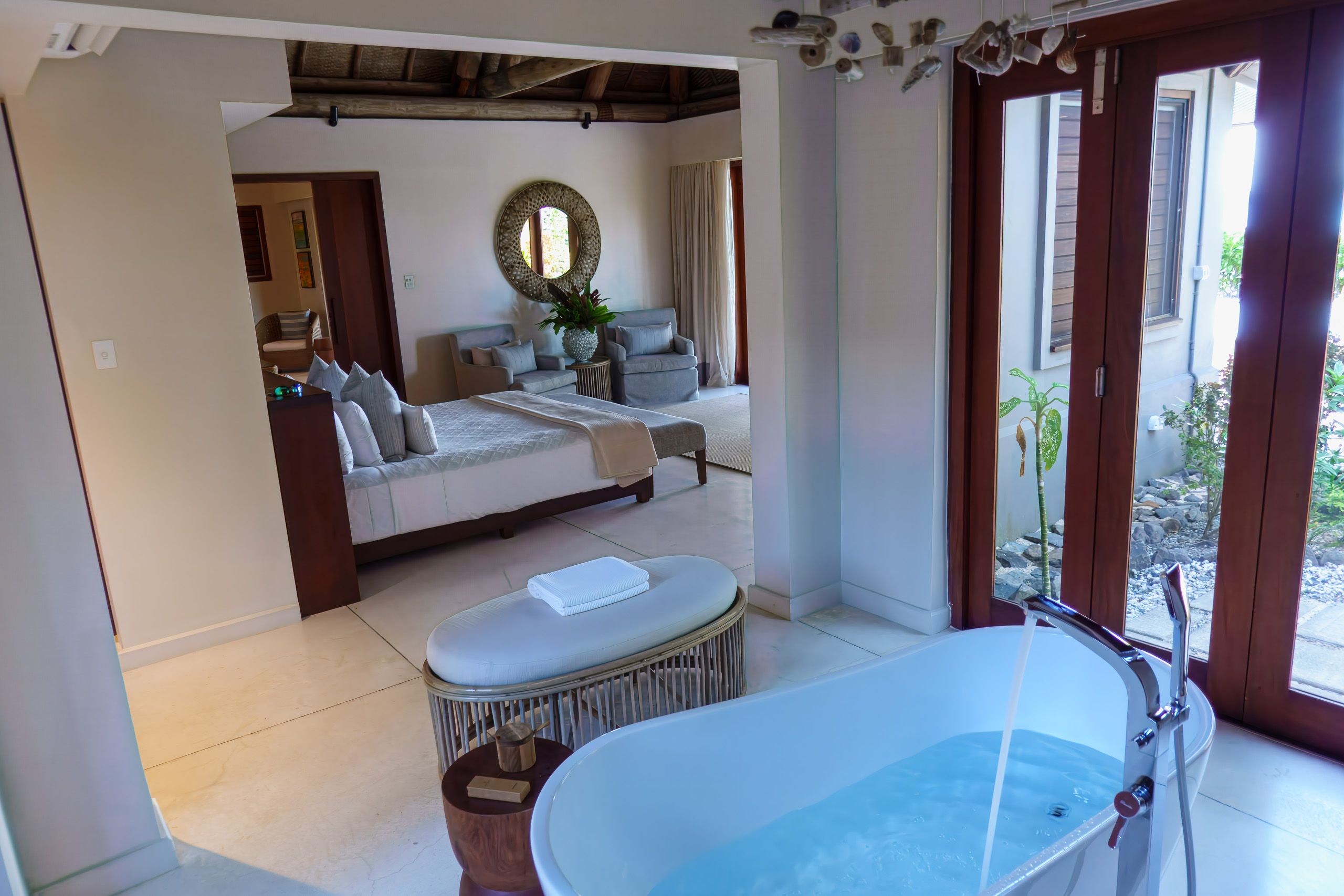 The tub in the villa bathroom