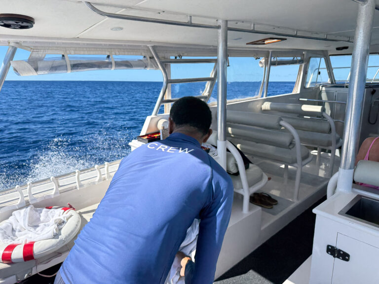 Taking the boat out through the pass