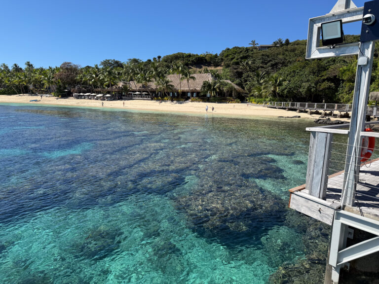 Clear water over the reef off the island beach