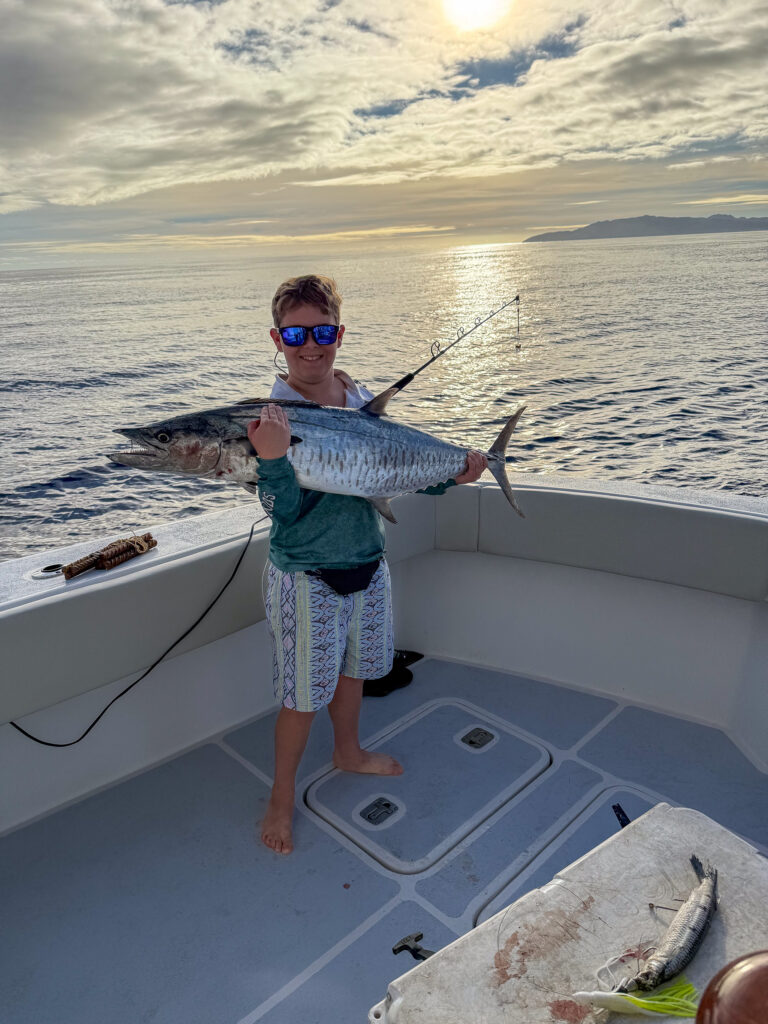 A wahoo brought over the side at the end of the morning